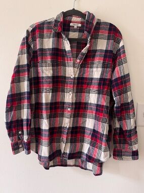 Madewell Red and Blue Plaid Flannel Button Down Shirt